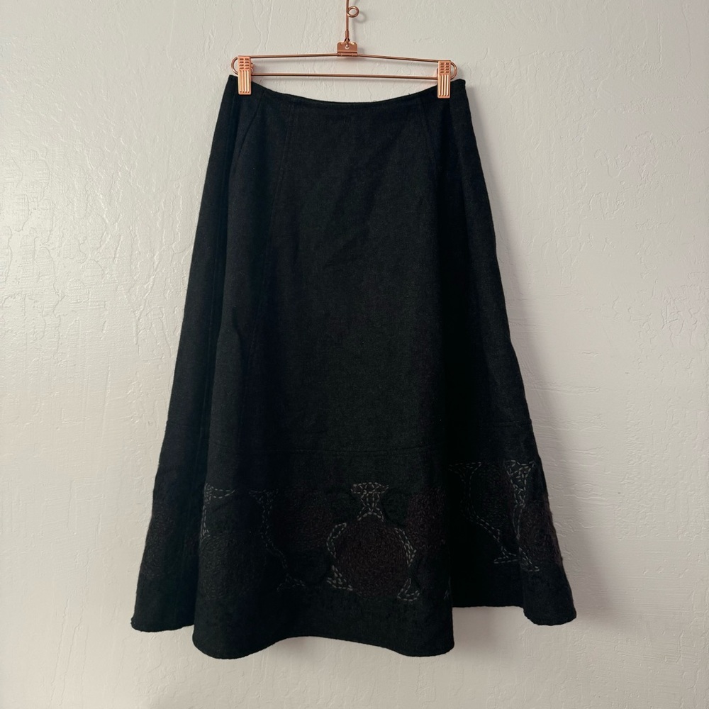 Embroidered Wool Skirt